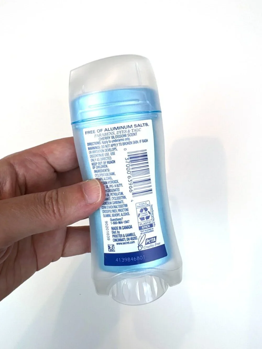 Secret Aluminum Free Dry Solid Deodorant for women Cherry Blossom scent 2.4 oz